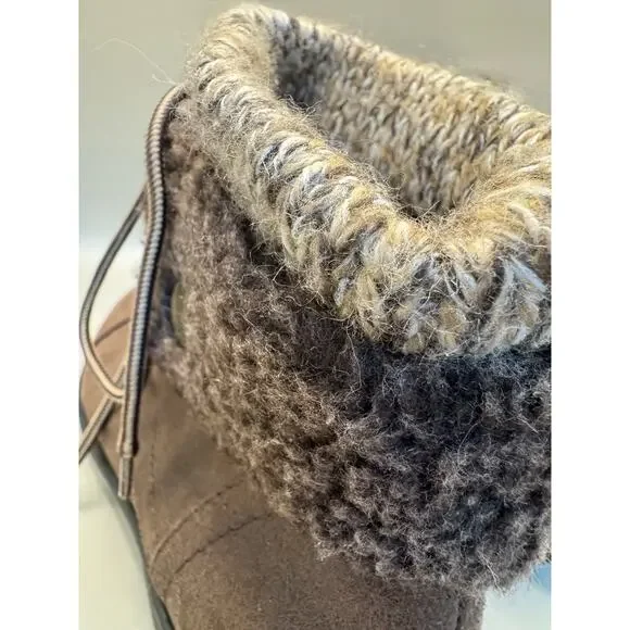 Cliffs by White Mountain Brown Fold Over Knit Cuff Boots Women’s 6M Lace Up - Picture 8 of 12